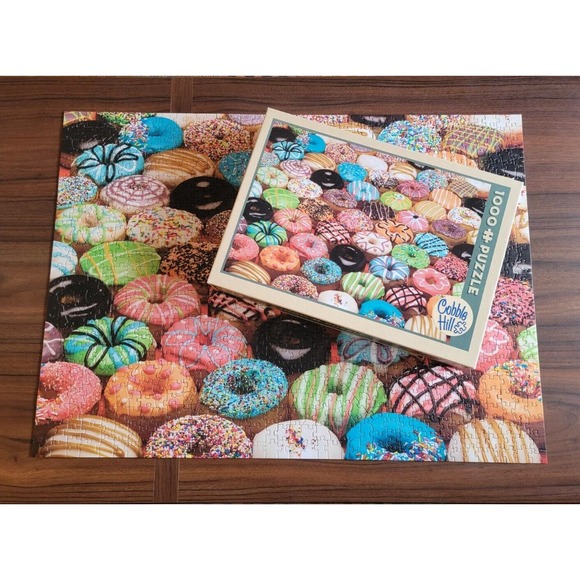 Cobble Hill: Doughnuts 1000 Piece Jigsaw Puzzle Complete - Picture 1 of 8